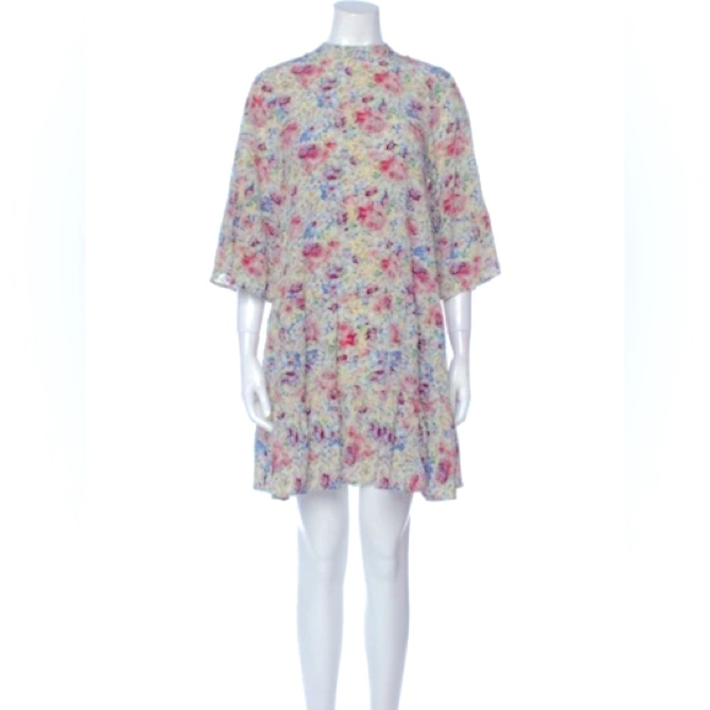 Warm New York Floral Silk Tiered Dress (17)